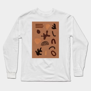 Abstract Organic Shapes - Brown Aesthetic Long Sleeve T-Shirt